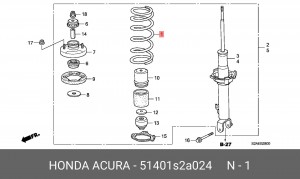 Пружина подвески 51401S2A024 HONDA