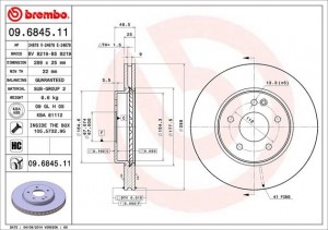 Тормозной диск 09.6845.11 BREMBO