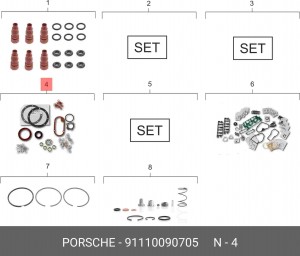 Комплект прокладок, блок-картер двигателя 91110090705 PORSCHE