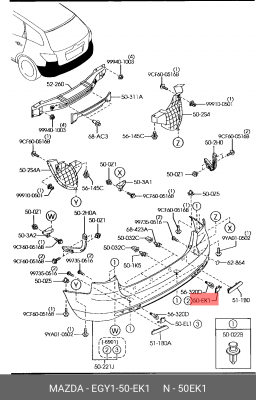 Заглушка буксировочной петли EGY1-50-EK1 MAZDA