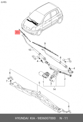 Щетка стеклоочистителя 9836007000 HYUNDAI KIA