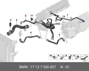 Патрубок системы охлаждения ДВС 17 12 7 526 857 BMW