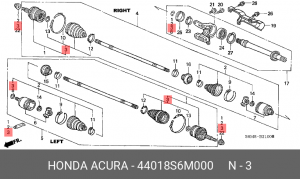 Комплект пылника, приводной вал 44018S6M000 HONDA