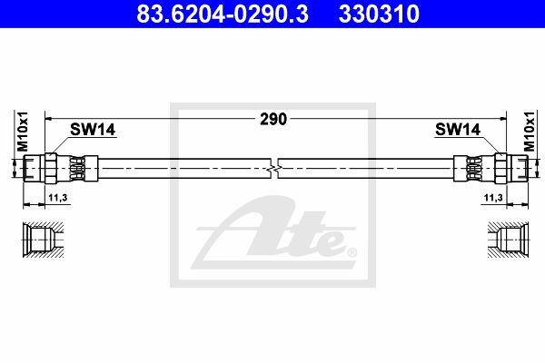 Тормозной шланг 83.6204-0290.3 ATE