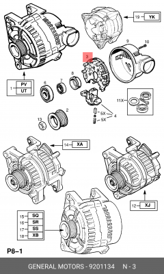Выпрямитель, генератор 9201134 GENERAL MOTORS