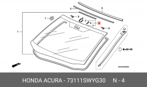 Стекло ветровое 73111SWYG30 HONDA