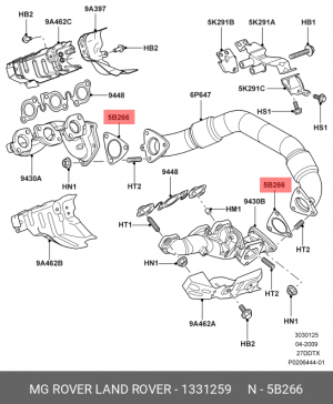 Прокладка, выпускной трубопровод 1331259 LAND ROVER