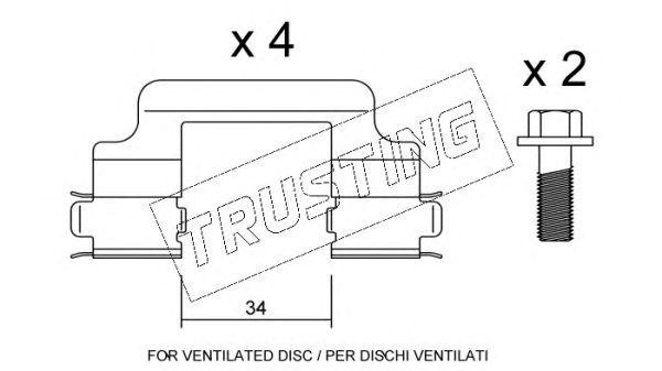 Комплектующие, колодки дискового тормоза KIT028 TRUSTING