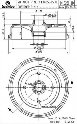 Тормозной барабан 14.3231.10 BREMBO