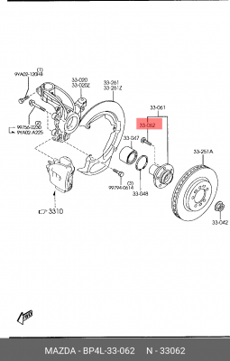 Шпилька ступицы колеса BP4L-33-062 MAZDA