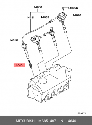Свеча зажигания MS851487 MITSUBISHI