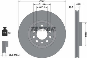 Тормозной диск 92118300 TEXTAR