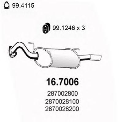 Глушитель выхлопных газов конечный 167006 ASSO