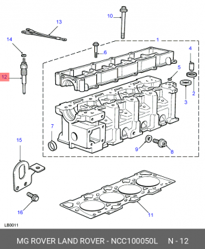 Свеча накаливания NCC100050L MG ROVER LAND ROVER