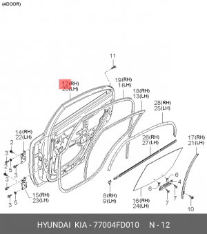 Дверь задняя 77004FD010 HYUNDAI KIA