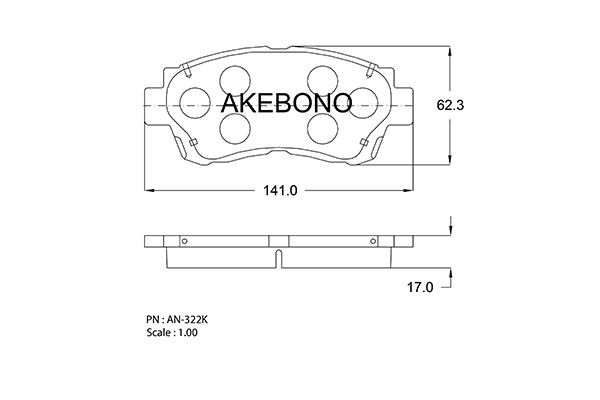 Колодки тормозные дисковые AN322K AKEBONO