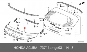 Стекло заднее 73711SMGE03 HONDA