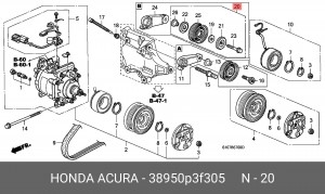 Ролик ремня приводного 38950P3F305 HONDA