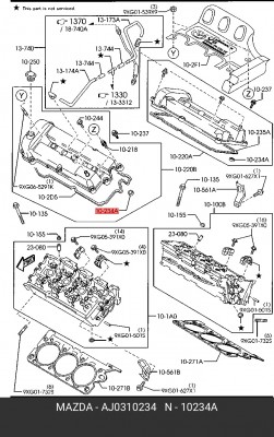 Прокладка свечного колодца AJ03-10-234 MAZDA