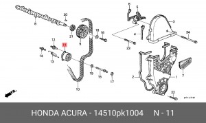 Натяжной ролик, ремень ГРМ 14510PK1004 HONDA