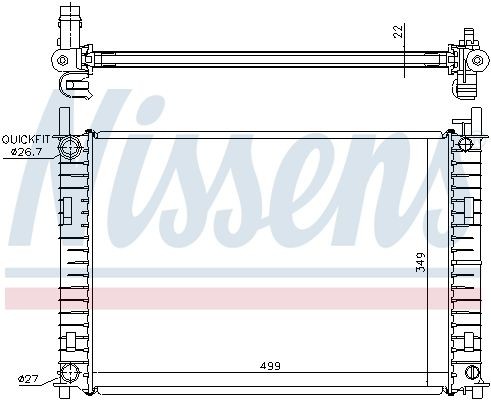 Радиатор, охлаждение двигател 62027A NISSENS