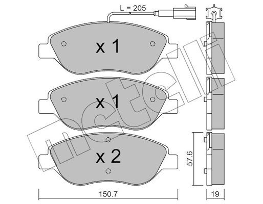 Комплект тормозных колодок, диско 2205770 METELLI