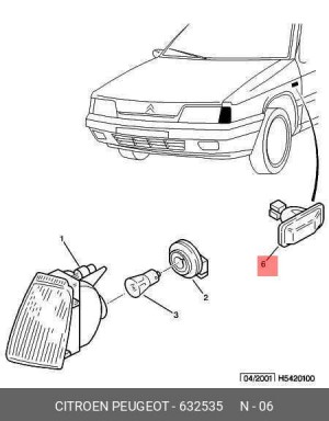 Фонарь указателя поворота 6325 35 CITROEN PEUGEOT
