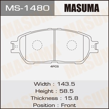 Колодки тормозные дисковые MS1480 MASUMA