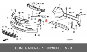 Кронштейн крепления бампера 71198TF0003 HONDA