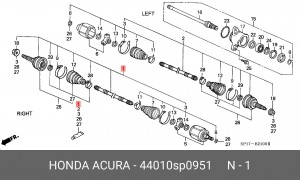 Шарнирный комплект, приводной вал 44010SP0951 HONDA