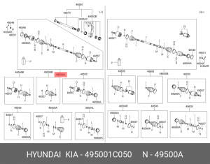 Шарнирный комплект, приводной вал 495001C050 HYUNDAI KIA