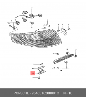 Фонарь освещения номерного знака 9646316200001C PORSCHE