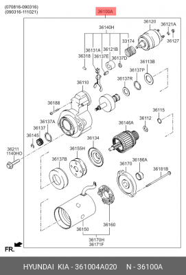 Стартер 361004A020 HYUNDAI KIA
