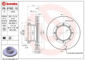 Тормозной диск 09.9182.10 BREMBO