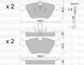 Комплект тормозных колодок, диско 2202520K METELLI