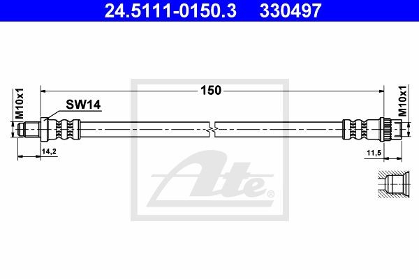 Тормозной шланг 24.5111-0150.3 ATE