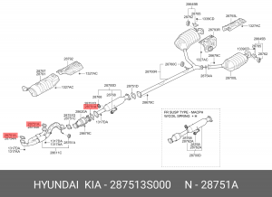 Прокладка системы выпуска ОГ 287513S000 HYUNDAI KIA