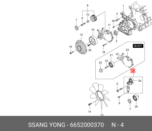 Натяжитель ремня приводного в сборе 6652000370 SSANG YONG