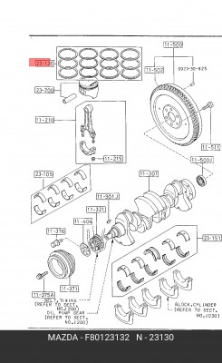 Кольца поршневые F801-23-132 MAZDA