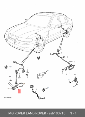 Датчик, частота вращения колеса SSB100710 MG ROVER LAND ROVER