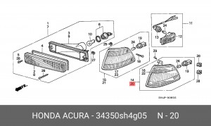 Фонарь указателя поворота 34350SH4G05 HONDA