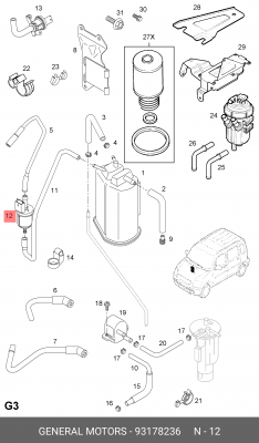 Клапан вентиляции, топливный бак 93178236 GENERAL MOTORS