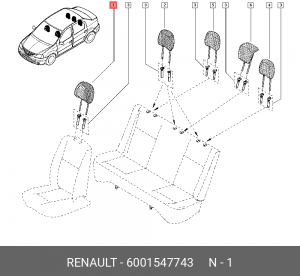 Подголовник сиденья 6001547743 RENAULT