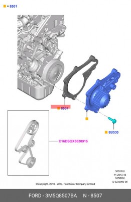 Прокладка, водяной насос 3M5Q8507BA FORD
