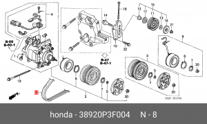 Поликлиновой ремень 38920-P3F-004 HONDA