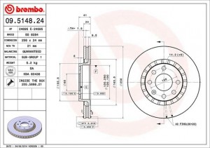 Тормозной диск 09514824 BREMBO