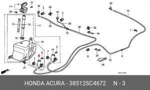 Электронасос стеклоомывателя 38512SC4672 HONDA