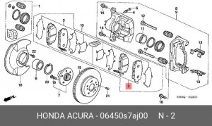 Комплект тормозных колодок, диско 06450S7AJ00 HONDA
