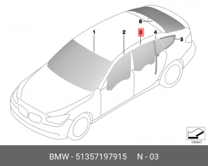 Стекло боковое 51 35 7 197 915 BMW
