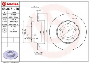Тормозной диск 08.9371.10 BREMBO